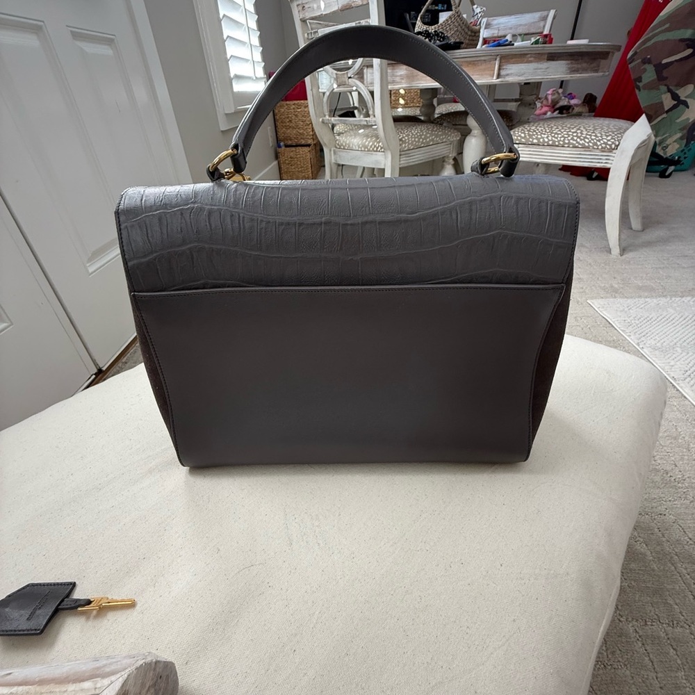 Saint Laurent Croc-Embossed Gray Bag - Picture 6 of 16